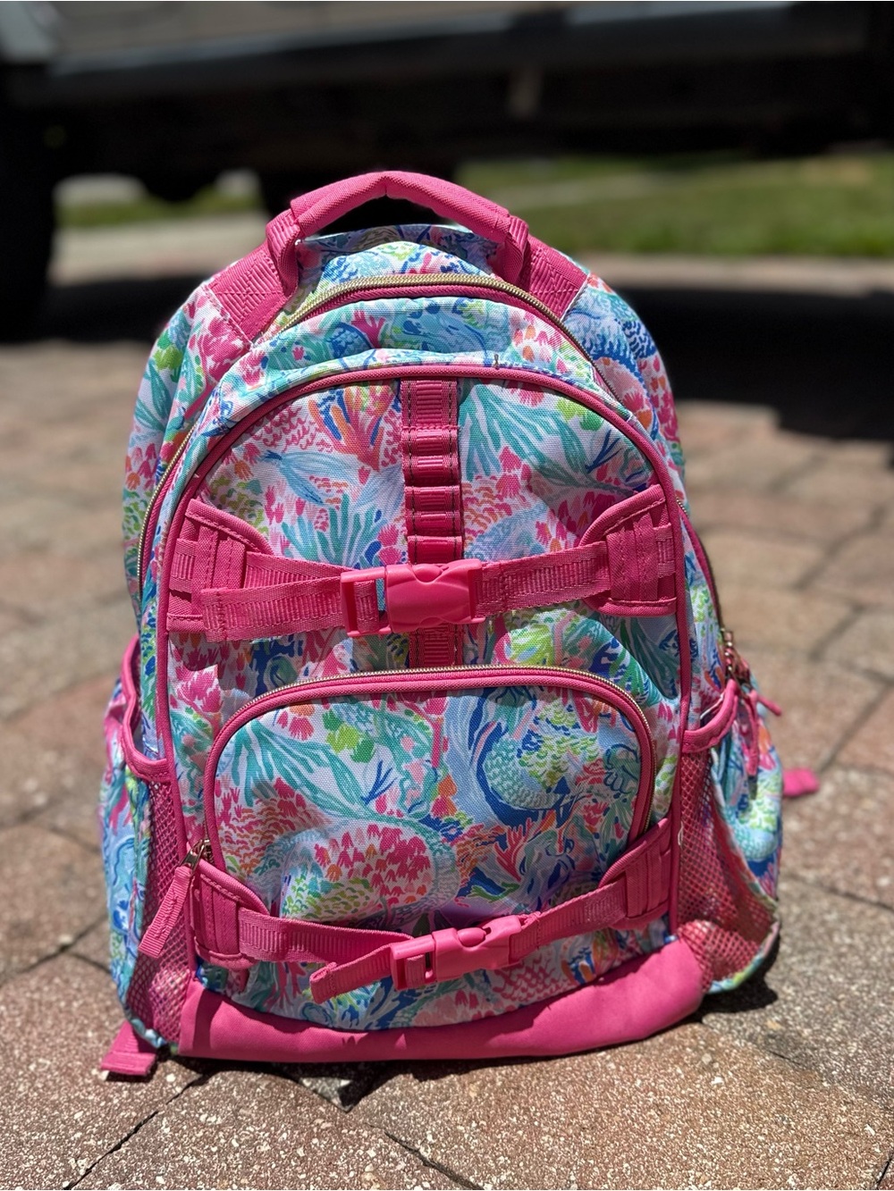 Lilly Pulitzer Kids Floral Pink Backpack - Bright Patterned School Bag - Picture 2 of 9